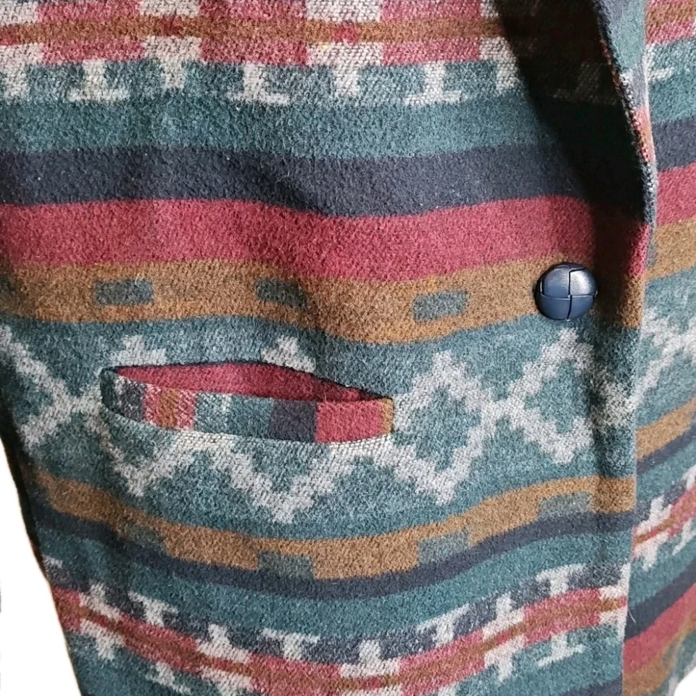 Braeton Wool Blend Blazer Jacket Lg Aztec Southwest Tribal Old Money Rockabilly
